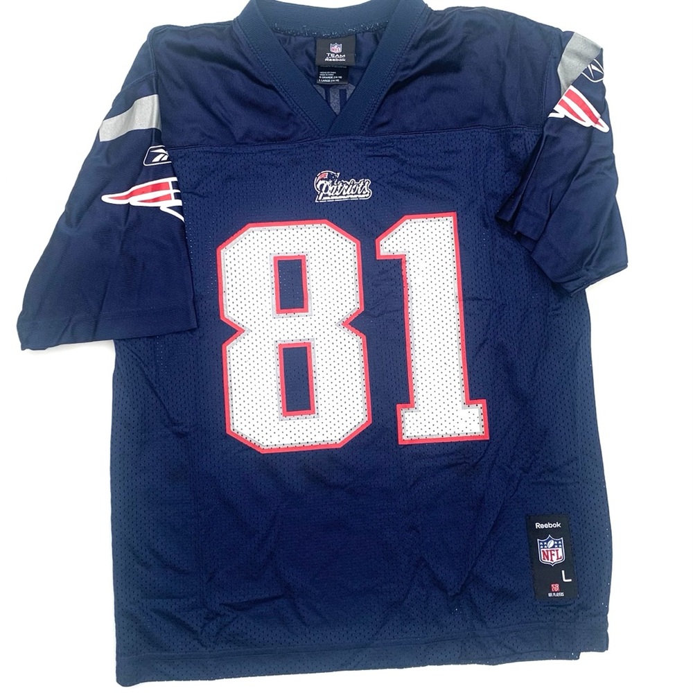 NFL Reebok Moss #81 Patriots football jersey